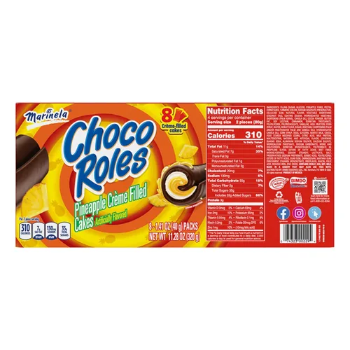 Miniatura 2 de Marinela Choco Roles - Pasteles rellenos cubiertos con sabor a chocolate y crema de piña, 8 paquetes, 11.28 onzas