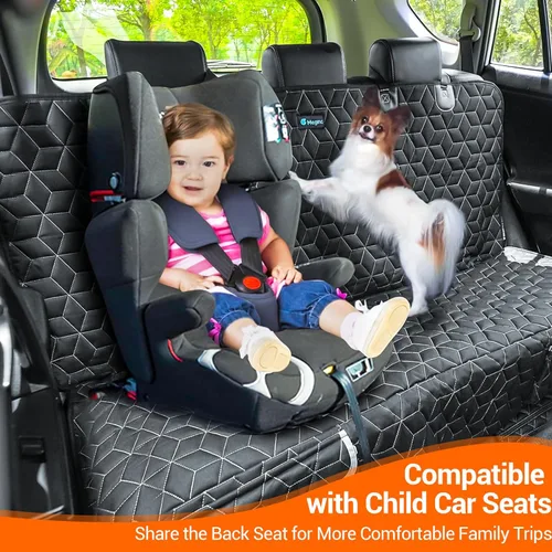 Miniatura 2 de Meginc Funda de asiento de automóvil para perro, impermeable, antideslizante, protector de banco para perros, duradera 600D a prueba de arañazos