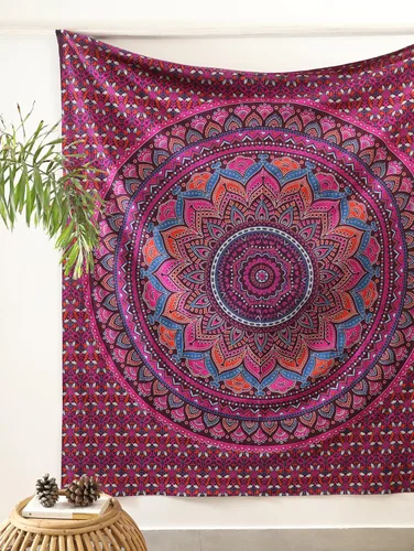 Miniatura 38 de Popular Handicrafts Original Ombre - Tapiz indio Mandala para pared, ornamento hippie, colcha bohemia con brillo metálico