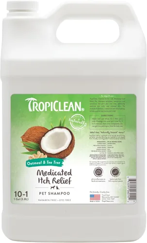 TropiClean Champú de avena para perros para alivio de piel con picazón, champú profesional para perros, alivio calmante y medicado de picazón,