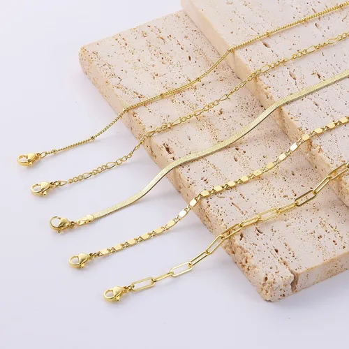 Miniatura 6 de MBW Pulseras de oro para mujer, juego de joyas chapadas en oro real de 14 quilates para mujer, a la moda, impermeables, apilables, delgadas