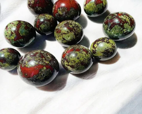 Miniatura 7 de Figura de esfera de adivinación de cuarzo curativo con bola de jaspe de sangre de dragón natural, con soporte de madera, 1.96 pulgadas