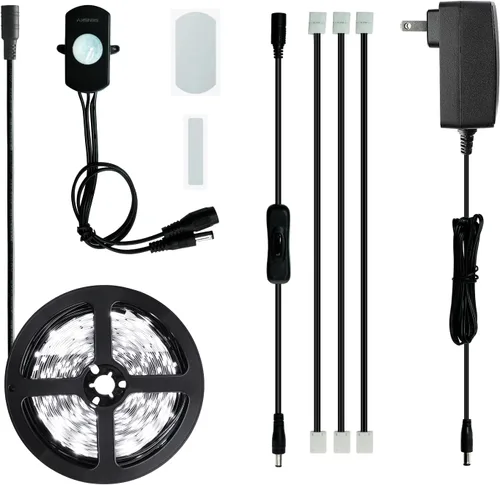 Miniatura 11 de Sensky Kit de tira de luz LED activada por movimiento de 19.7 pies/6m Tira de luz LED flexible con sensor de movimiento para dormitorio, caja fuerte