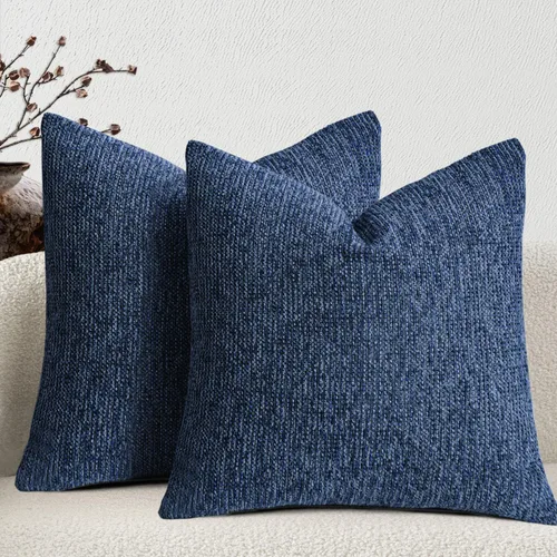 Miniatura 17 de Juego de 2 fundas de almohada decorativas de tela de felpilla con textura para sofá, estilo rústico retro de mediados de siglo, 18 x 18 pulgadas