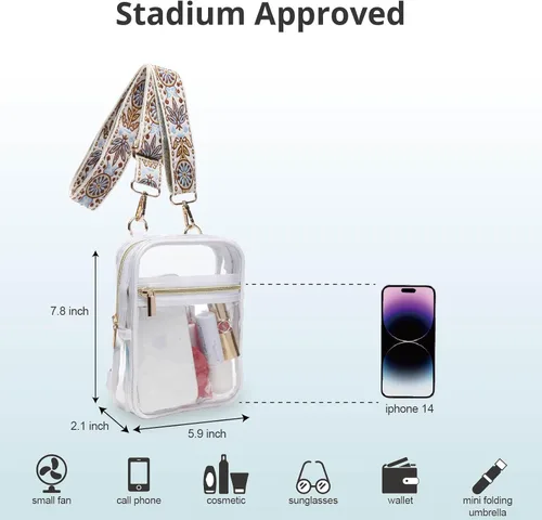 Miniatura 45 de Bolso cruzado aprobado por estadios para mujer, bolsa transparente para estadios para eventos deportivos, conciertos