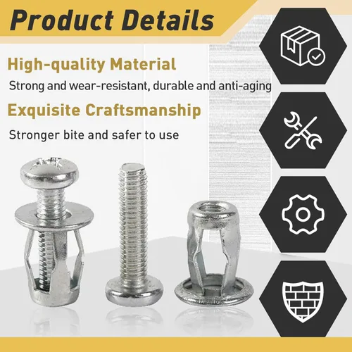 Miniatura 2 de 20 piezas M4 x 20 juego de anclajes para puerta hueca, anclajes de fijación para cavidades de metal para revestimiento de aluminio, tubo de acero