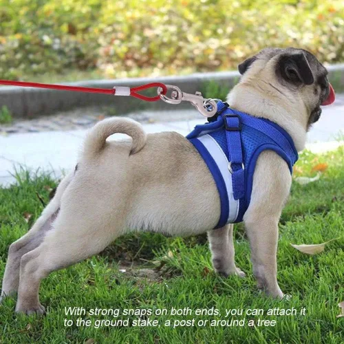 Miniatura 5 de Fdit Cuerda de correa para perro, alambre de acero resistente, 0.197 in x 16.4 ft, rojo, cable de seguridad para mascotas a prueba de mordeduras