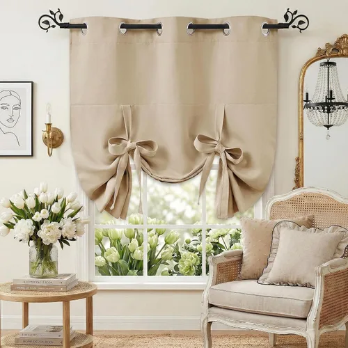 Miniatura 24 de Pony Dance Persianas Opacas para Ventanas - Juego de Cortinas Enrollables y Cenefas Estilo Romano Globo con Ojales en la Parte Superior para Verde