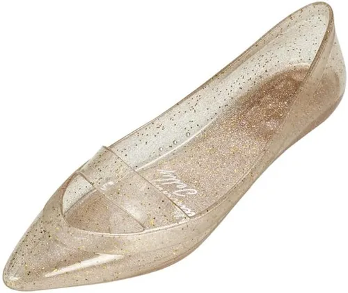 Heavenly Jelly Zapatos planos Jelly para mujerElegante brillo doradosandalias elegantes de playa de veranopunta puntiaguda Slip On
