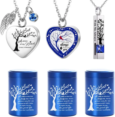 Miniatura 9 de RIPFEVURN Pequeñas mini urnas para cenizas humanas, recuerdo para adultos, hembra, hombre, árbol de la vida, joyería de cremación, collares de urna