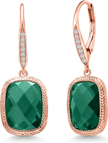 Miniatura 8 de Gem Stone King Aretes colgantes de plata de ley 925 con piedra natal y diamantes blancos cultivados en laboratorio de 4.60 quilates para mujer