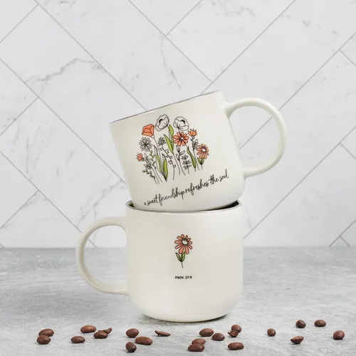 Miniatura 8 de Taza de cerámica de arte cristiano verde salvia con flores - 15 oz. Taza de café y té inspiradora con escrituras bíblicas apta para microondas