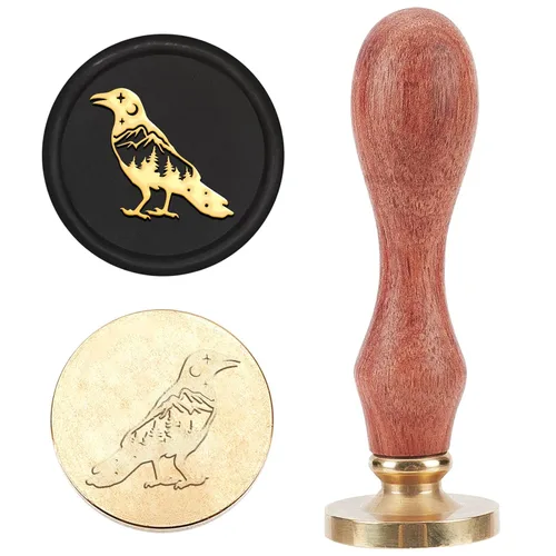 Miniatura 10 de MAYJOYDIY Sello de cera de lobo, cabeza de lobo, patrones de animales silvestres, sellos de cera de sellado de 0.98 pulgadas, sellos de latón