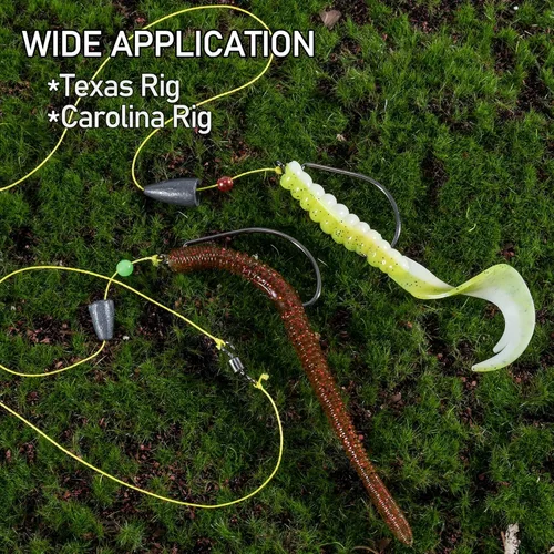 Miniatura 7 de Dr.Fish EWG - Ganchos para pesca de lubina, extra ancho, para pesca de agua dulce, carolina/Texas Rig