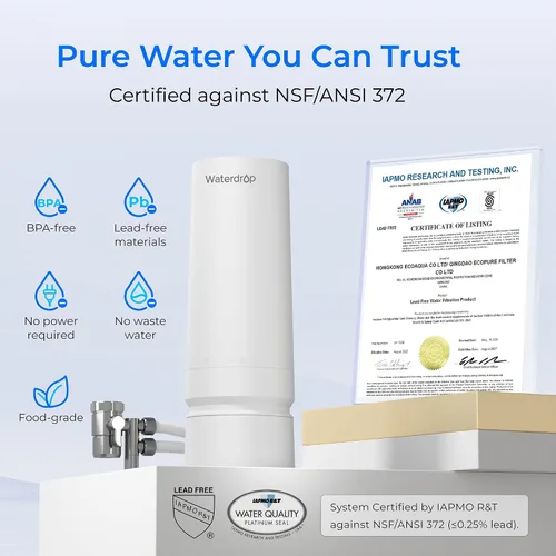 Miniatura 8 de Waterdrop Filtro de agua para encimera de 8000 galones y 4000 galones, el filtro de agua para encimera reduce los metales pesados, el mal olor