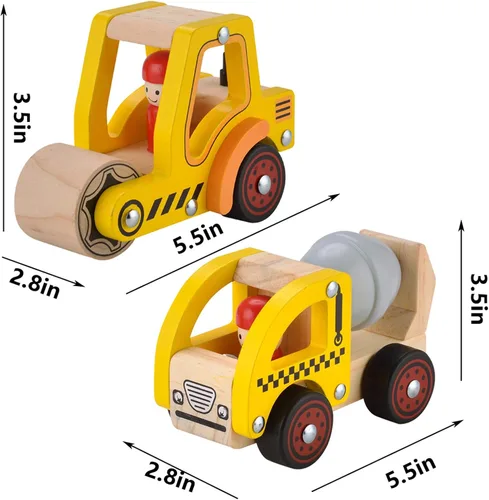 Miniatura 2 de Coche de empuje de madera para bebés de 12 a 18 meses, 2 piezas de vehículos de bebé, auto de empuje manual para niños y niñas de 1 a 2 años