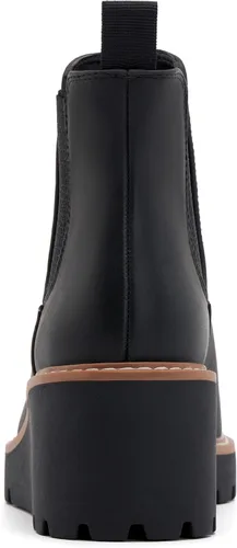 Miniatura 3 de vodvob Botas de tobillo para mujer, botines de tacón de cuña elásticos con plataforma Chelsea sin cordones y suela de lengüeta