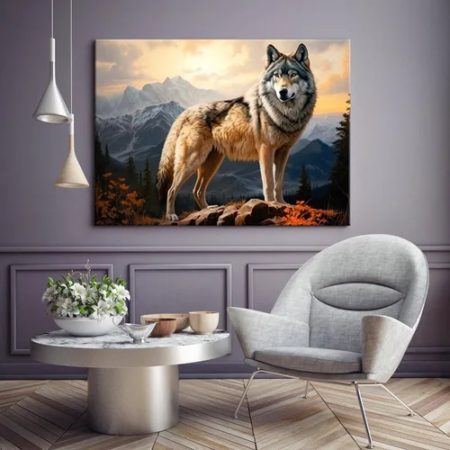 Miniatura 4 de GLOKAKA Arte abstracto de pared con diseño de oso marrón en la montaña Giclée, póster con imagen de bosque y montaña rocosa, obra de arte