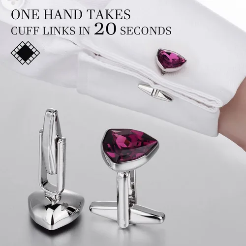 Miniatura 3 de HAWSON Gemelos para hombre con tachuelas de camisa de esmoquin, gemelos y camisa de esmoquin, conjuntos de regalo para bodas y fiestas., Metal
