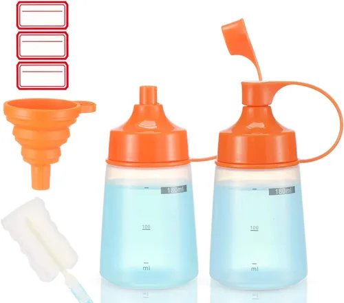 Miniatura 8 de Botellas de plástico para condimentos para salsas de boca ancha, dispensador de botellas para aderezo de ensalada, aceite de cocina, salsa