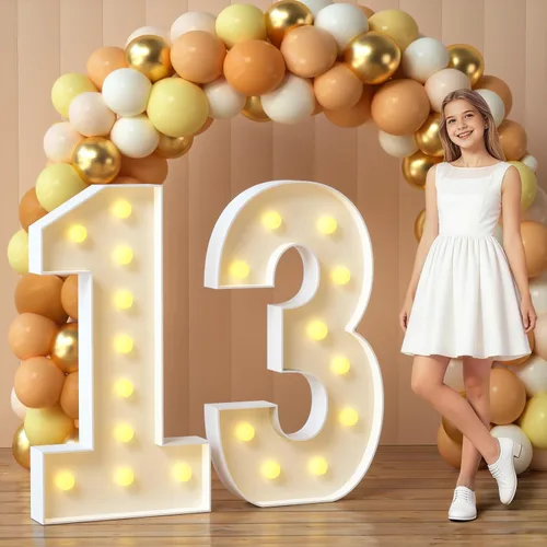 Miniatura 21 de imprsv Letras de marquesina iluminadas, letras de mosaico de 1.2 m con luz para decoración de baby shower, graduación, gran J para decoraciones