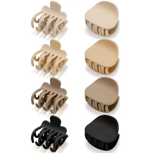 Miniatura 9 de ATODEN Pinzas para el cabello negras pequeñas de doble fila mate – 8 pinzas redondas con dientes para cabello grueso, fino y corto, accesorios lindos