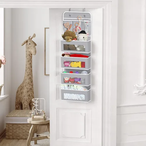 Miniatura 3 de Simple Houseware - Organizador colgante con 4 bolsillos transparentes para colgar en la puerta, con 3 bolsillos transparentes para recámara, baño