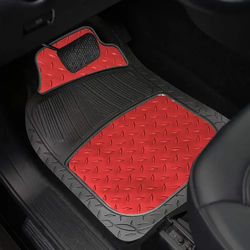 Miniatura 3 de FH Group Alfombras de piso para autos - Alfombras de goma metálica resistentes para autos, juego completo de ajuste universal, alfombras de piso a