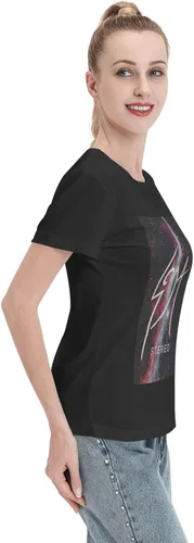 Miniatura 5 de Soda - Camisetas estéreo para mujer, ajuste holgado, casual, de algodón, cómodas, cuello redondo, manga corta, ropa