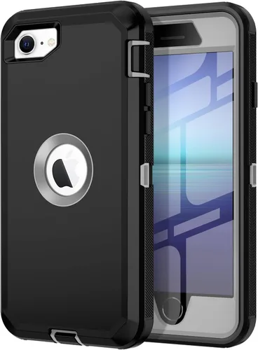 Miniatura 10 de I-HONVA - Carcasa protectora de 3 capas para iPhone SE 2020, protector de pantalla integrado, a prueba de golpes, polvo y caídas, resistente