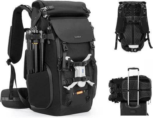 Miniatura 10 de Cwatcun Mochila rígida para cámara, bolsa de cámara profesional para fotografía, compartimento para laptop de 15.6 pulgadas, soporte para trípode