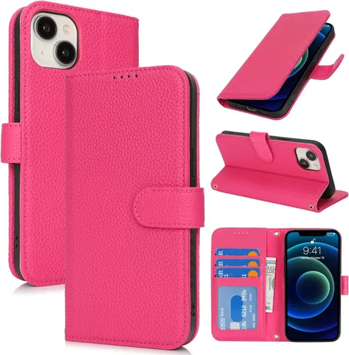 Miniatura 100 de Zouzt Funda para iPhone 11 de 6.1 pulgadas de piel auténtica con 4 ranuras para tarjetas, tarjetero con bloqueo RFID, tapa magnética, función atril