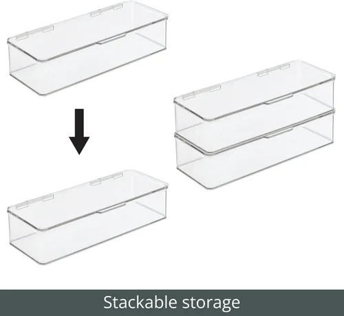 Miniatura 5 de mDesign - Caja organizadora apilable de plástico para encimera de baño, 2