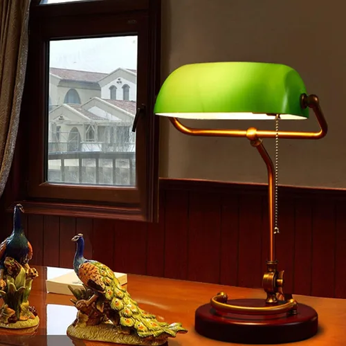 Miniatura 2 de MAVIS LAVEN Vintage Desk Lamp, Emerald Green Glass Bankers Lamp with 350 Rotatable Lampshade and Touch Sensitive Dimming, for Home Office Living