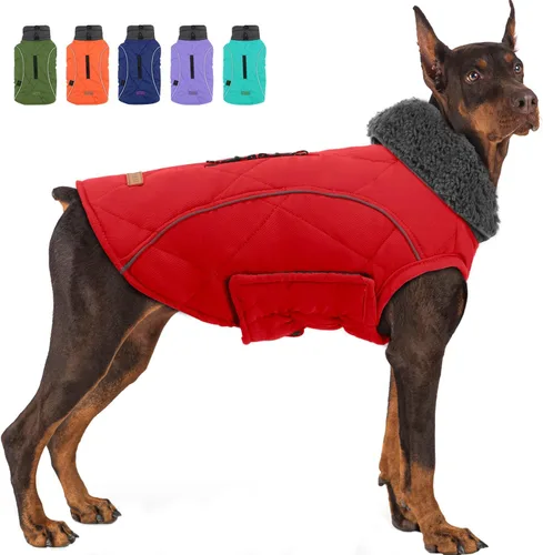 Miniatura 8 de EMUST Chamarras para perros, talla pequeña/mediana/grande, abrigo de invierno para perros grandes, azul oscuro, XL