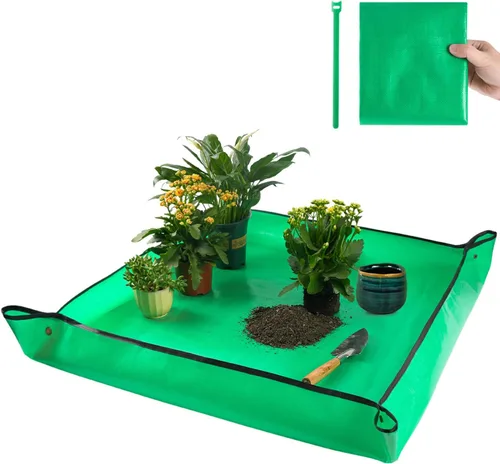 Miniatura 9 de Alfombrilla grande de 39.5" X 31.5" para trasplantar plantas de interior y control de tierra, bandeja portátil para macetas, regalos de plantas