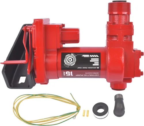 Miniatura 3 de Bomba de transferencia de combustible roja resistente de 115 V 15 GPM AC con protección térmica de sobrecarga para aceite, combustible, gasolina