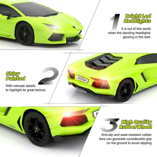 Miniatura 7 de RC Automóvil de control remoto con diseño 1:18 Lamborghini Aventador, eléctrico y deportivo, para carreras, modelo con licencia, para niños y niñas