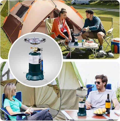 Miniatura 6 de Estufa de propano para acampar con quemador de propano, estufa de propano con parte superior de botella de un solo quemador, llama ajustable
