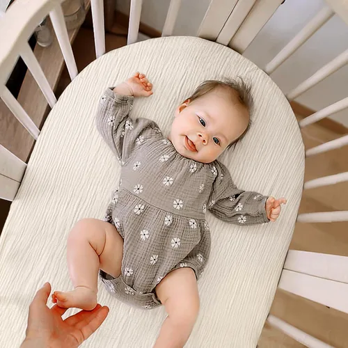 Miniatura 131 de lulumoon Sábanas de muselina para moisés para bebé: sábanas ajustables suaves para moisés de cabecera para niños y niñas Oliva y Crema