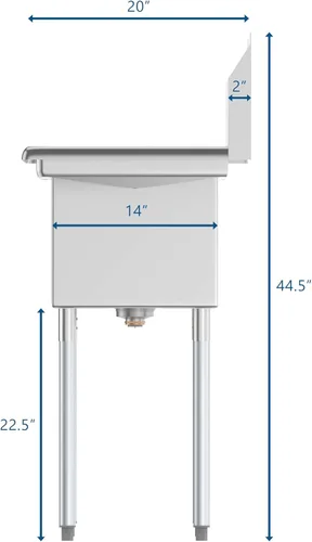 Miniatura 6 de KoolMore - SC101410-12B3 Fregadero de cocina comercial de acero inoxidable NSF de 3 compartimentos con escurraderos derecho e izquierdo