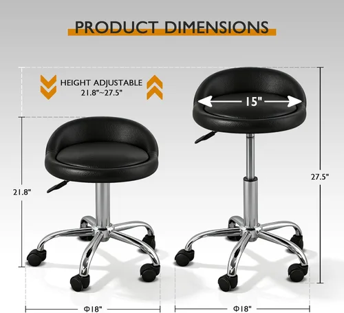 Miniatura 3 de SUPER DEAL Silla giratoria hidráulica ajustable para salón, taburete de masaje facial, tatuaje, spa médico con respaldo y ruedas, color negro