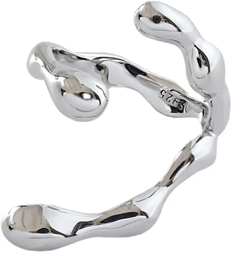 Miniatura 248 de Anillo de plata de ley 925, minimalista, ajustable, hecho a mano, para mujeres y niñas