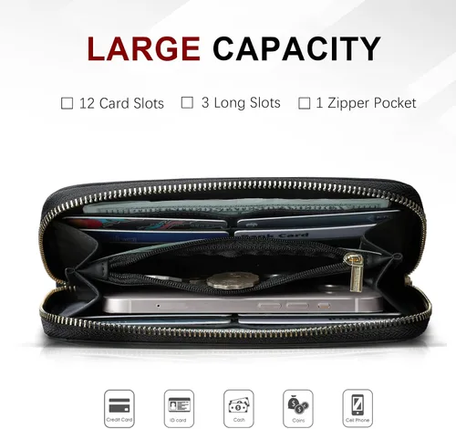 Miniatura 2 de Travelambo Cartera con borla plegable para mujer, bolso de mano con correa para la muñeca, bolso largo