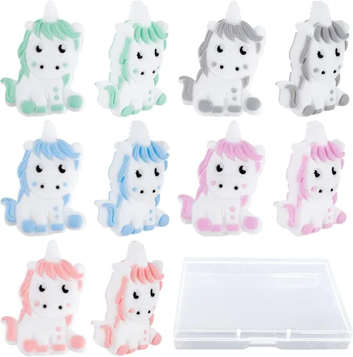 Miniatura 14 de SUNNYCLUE 1 caja de 10 cuentas focales de silicona para profesores, cuentas en forma de pizarra a granel de 1.024 x 1.181 in, de goma de doble cara