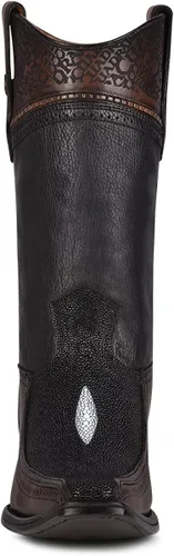 Miniatura 3 de Cuadra Botas vaqueras para hombre en cuero genuino Stingray negro, Negro