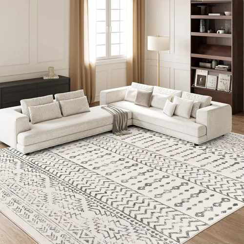 Miniatura 30 de Art&Tuft Alfombra de área de 8 x 10 pies, súper suave, ultrafina, marroquí, lavable, antideslizante, para sala de estar, plegable, geométrica, Gris