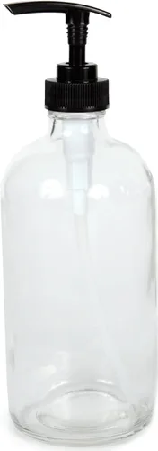 Miniatura 6 de Vivaplex, 2, grandes, 16 onzas, botellas vacías de vidrio transparente con bombas de loción negra