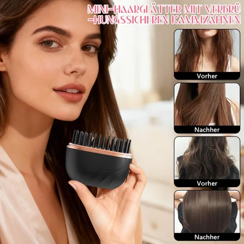 Miniatura 2 de Mini plancha de pelo recargable, cepillo de plancha de pelo inalámbrico portátil, control de temperatura de 3 velocidades, mini plancha de pelo