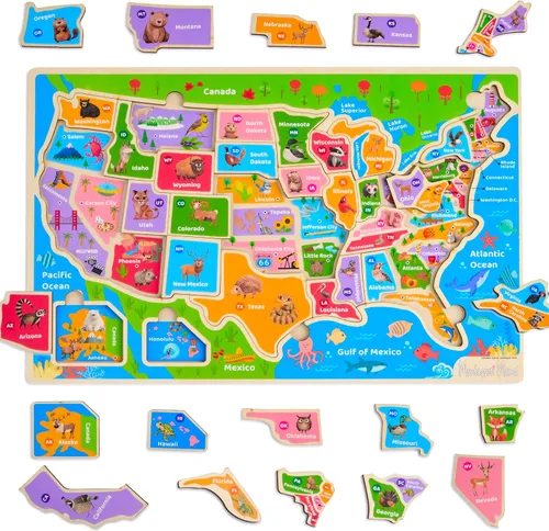 Miniatura 7 de Montessori Mama Rompecabezas de madera con mapa del mundo, rompecabezas de continentes y océanos para niños de 4 a 6 años. Juguetes educativos